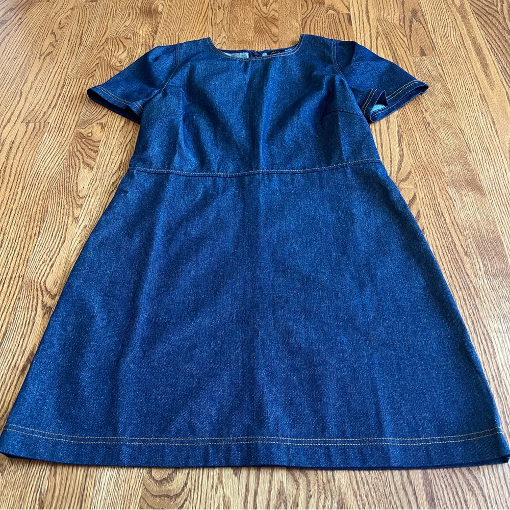 $149 ANN TAYLOR BLUE COTTON SHORT SLEEVE DRESS SIZE 12 MADE IN INDONESIA